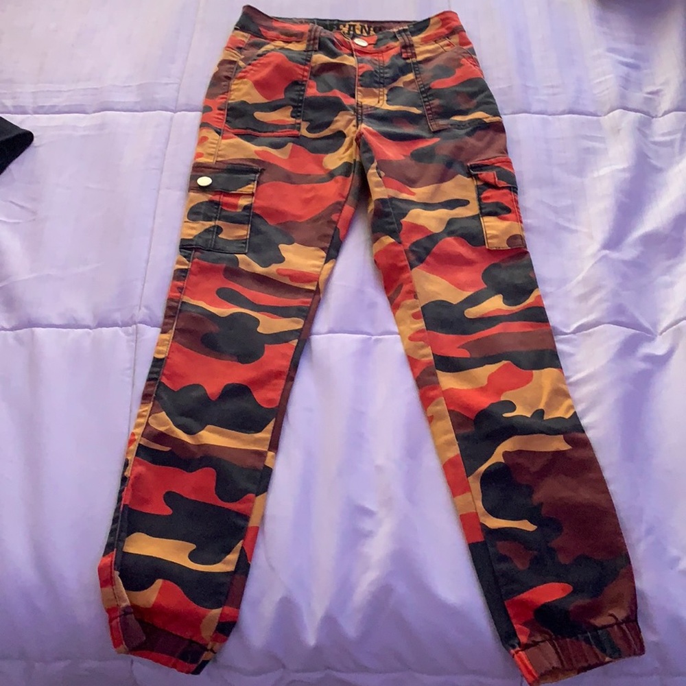 V.I.P Jeans, Orange Cargo Camo Print